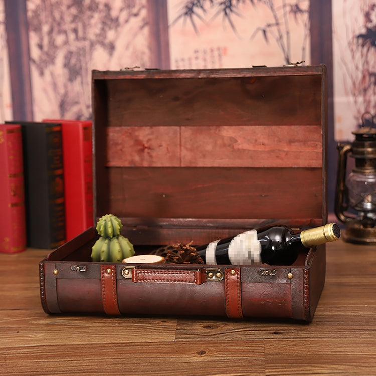 Wooden Portable Certificate Sundries Storage Box Photo Studio Shooting Propsï¼ŒSpecificationï¼š 1613-03 Red Leather Large