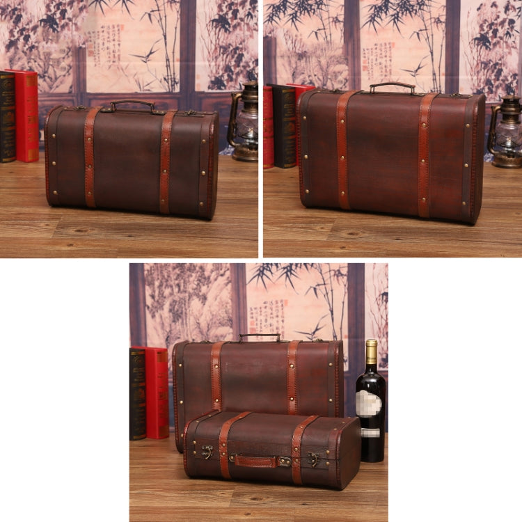 Wooden Portable Certificate Sundries Storage Box Photo Studio Shooting Propsï¼ŒSpecificationï¼š 1613-06 Red Leather 2PCS/Set
