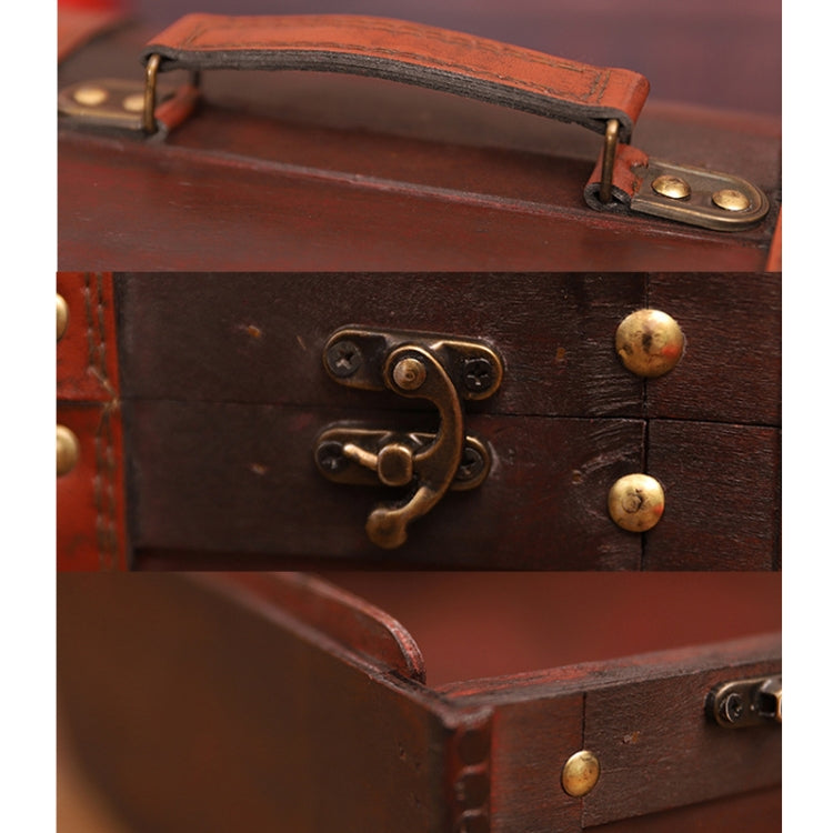 Wooden Portable Certificate Sundries Storage Box Photo Studio Shooting Propsï¼ŒSpecificationï¼š 1613-06 Red Leather 2PCS/Set