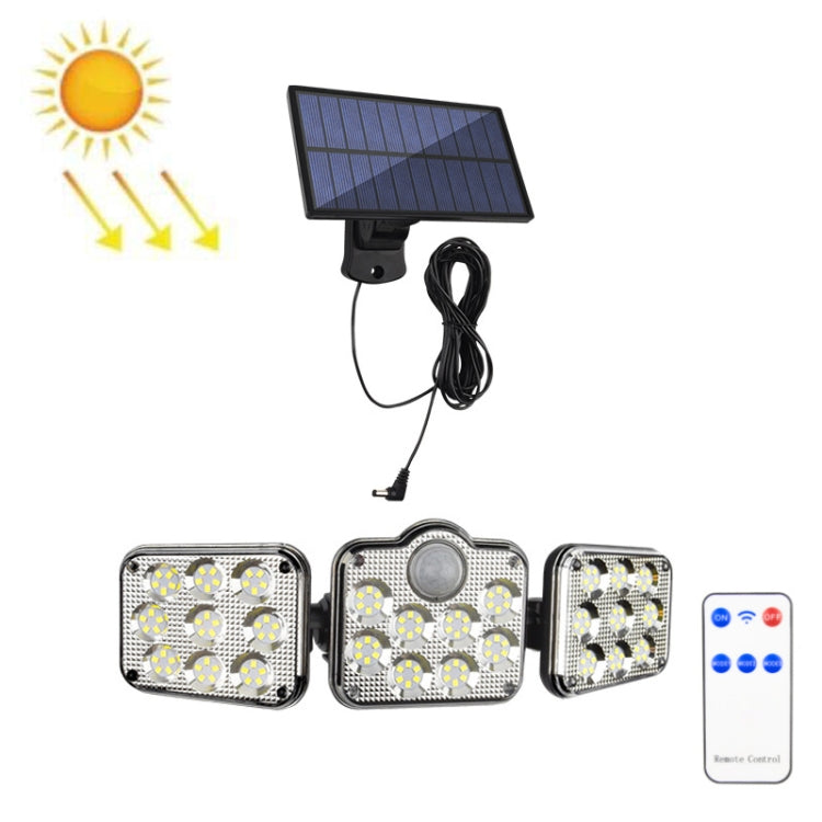 TG-TY075 Solar 3-Head Rotatable Wall Light Body Sensation Outdoor Waterproof Garden Light, Style: 138 LED Splitable