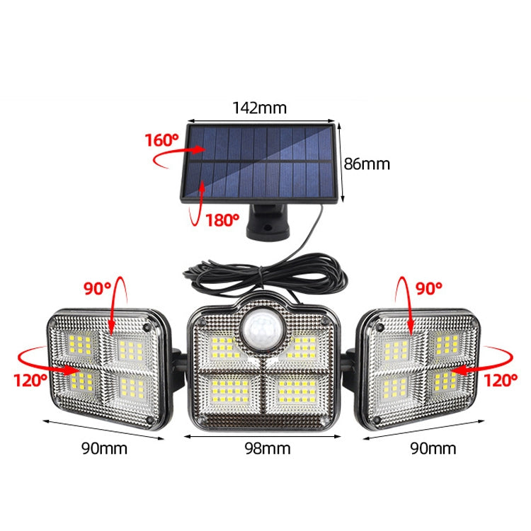 TG-TY075 Solar 3-Head Rotatable Wall Light Body Sensation Outdoor Waterproof Garden Light, Style: 122 LED Splitable