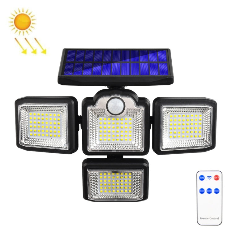 TG-TY085 Solar 4-Head Rotatable Wall Light with Remote Control Body Sensing Outdoor Waterproof Garden Lamp, Style: 192 LED Integrated