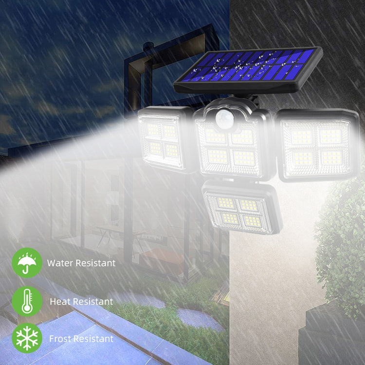 TG-TY085 Solar 4-Head Rotatable Wall Light with Remote Control Body Sensing Outdoor Waterproof Garden Lamp, Style: 198 LED Integrated