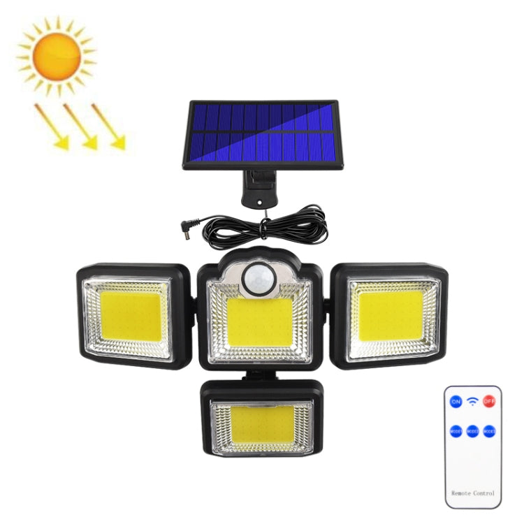 TG-TY085 Solar 4-Head Rotatable Wall Light with Remote Control Body Sensing Outdoor Waterproof Garden Lamp, Style: 192 COB Separated