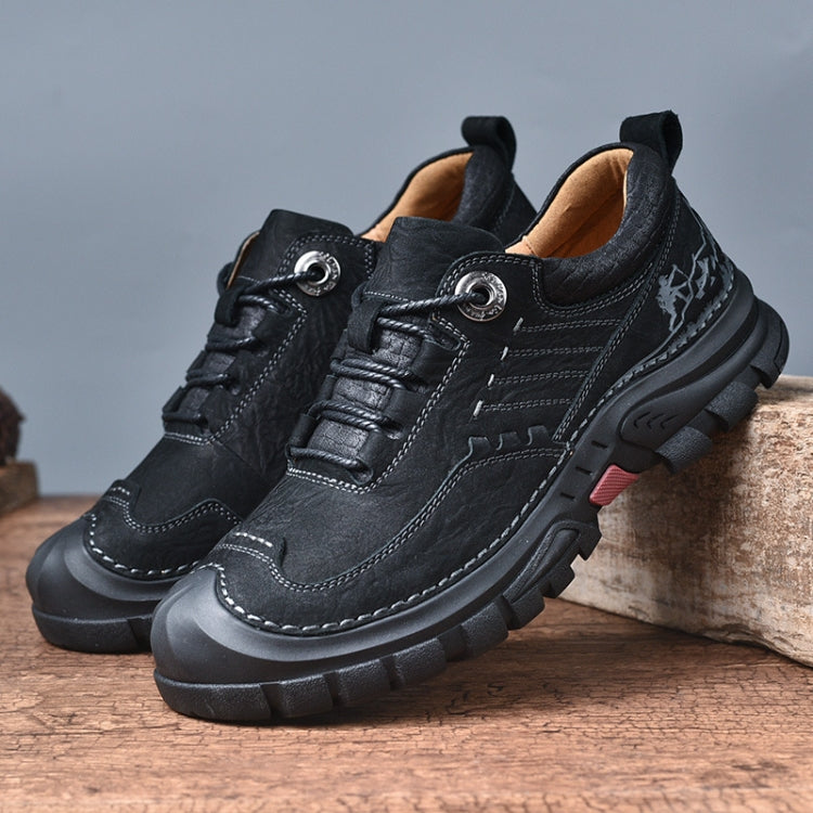 AS6058 Autumn Men Outdoor Hiking Shoes Lace-up Round Head Leather Shoes, Size: 41