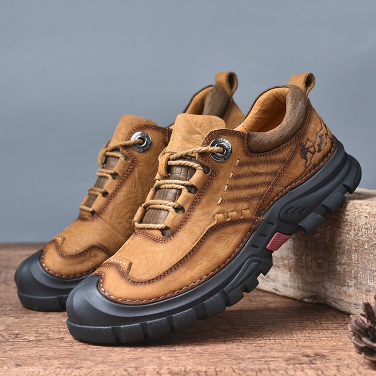 AS6058 Autumn Men Outdoor Hiking Shoes Lace-up Round Head Leather Shoes, Size: 41