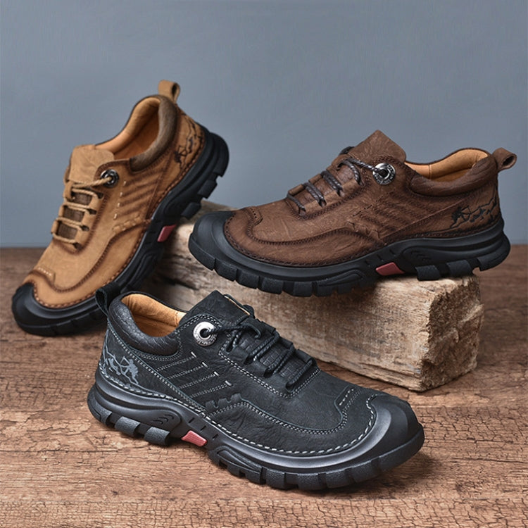 AS6058 Autumn Men Outdoor Hiking Shoes Lace-up Round Head Leather Shoes, Size: 41