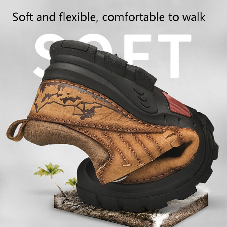 AS6058 Autumn Men Outdoor Hiking Shoes Lace-up Round Head Leather Shoes, Size: 45