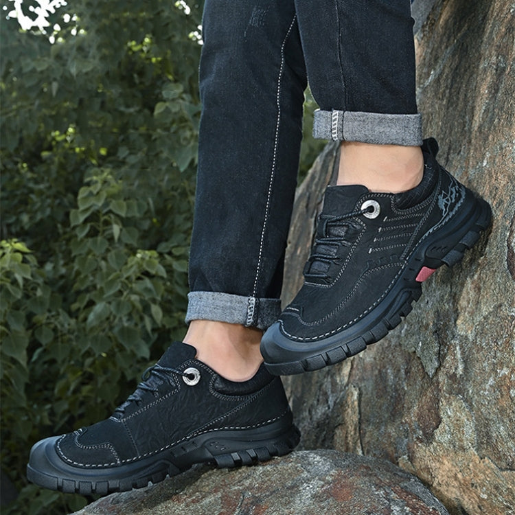 AS6058 Autumn Men Outdoor Hiking Shoes Lace-up Round Head Leather Shoes, Size: 45