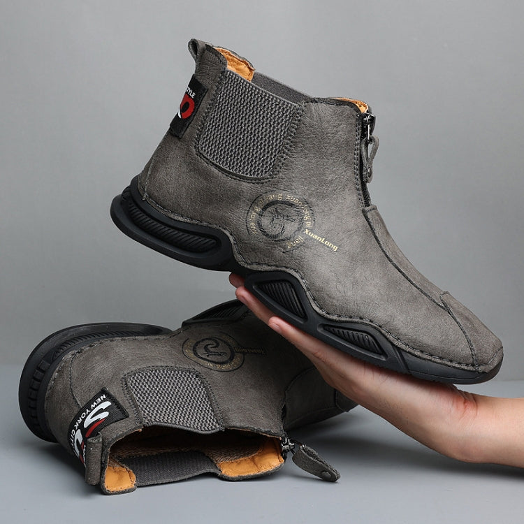 HLO3033 Autumn Winter High-Top Men Shoes Elastic Zipper Martin Boots, Size: 47