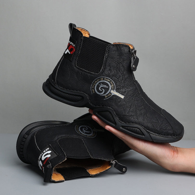 HLO3033 Autumn Winter High-Top Men Shoes Elastic Zipper Martin Boots, Size: 47