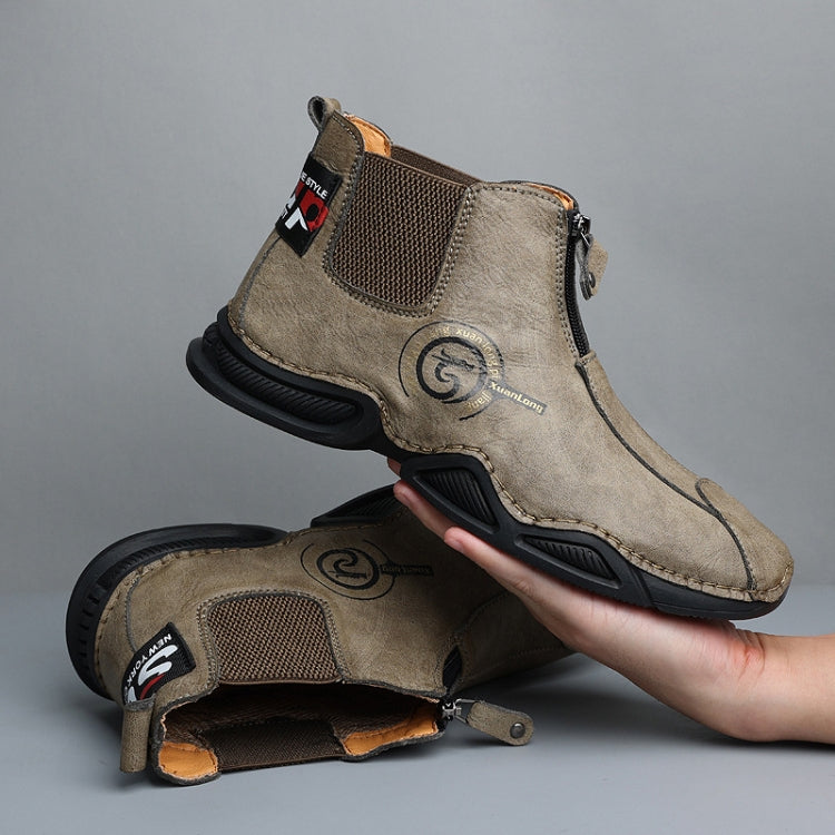 HLO3033 Autumn Winter High-Top Men Shoes Elastic Zipper Martin Boots, Size: 47