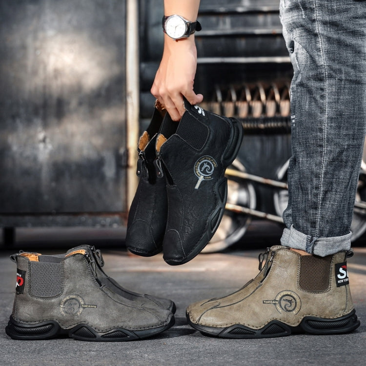 HLO3033 Autumn Winter High-Top Men Shoes Elastic Zipper Martin Boots, Size: 47