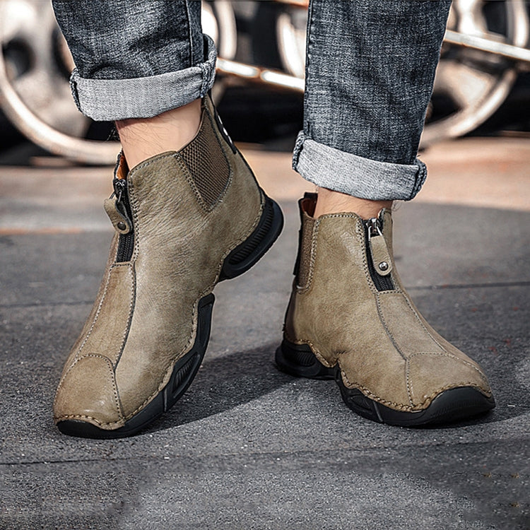 HLO3033 Autumn Winter High-Top Men Shoes Elastic Zipper Martin Boots, Size: 47