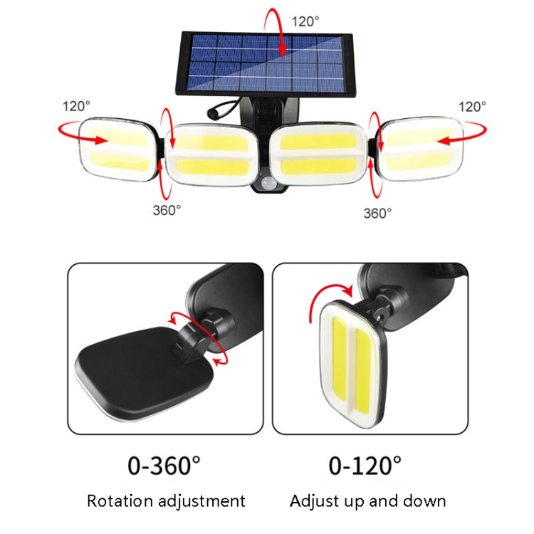 TG-TY076 4-Head Rotatable Solar Wall Light with Remote Control Split Type Body Induction Outdoor Street Lamp, Spec: 200 LED