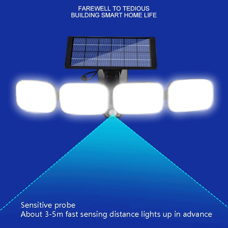 TG-TY076 4-Head Rotatable Solar Wall Light with Remote Control Split Type Body Induction Outdoor Street Lamp, Spec: 200 LED