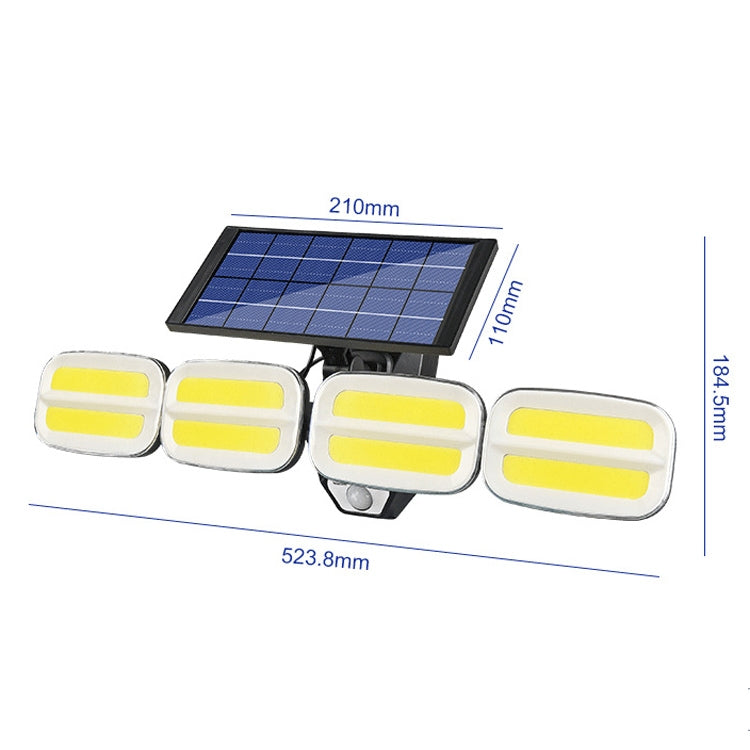 TG-TY076 4-Head Rotatable Solar Wall Light with Remote Control Split Type Body Induction Outdoor Street Lamp, Spec: 240 COB