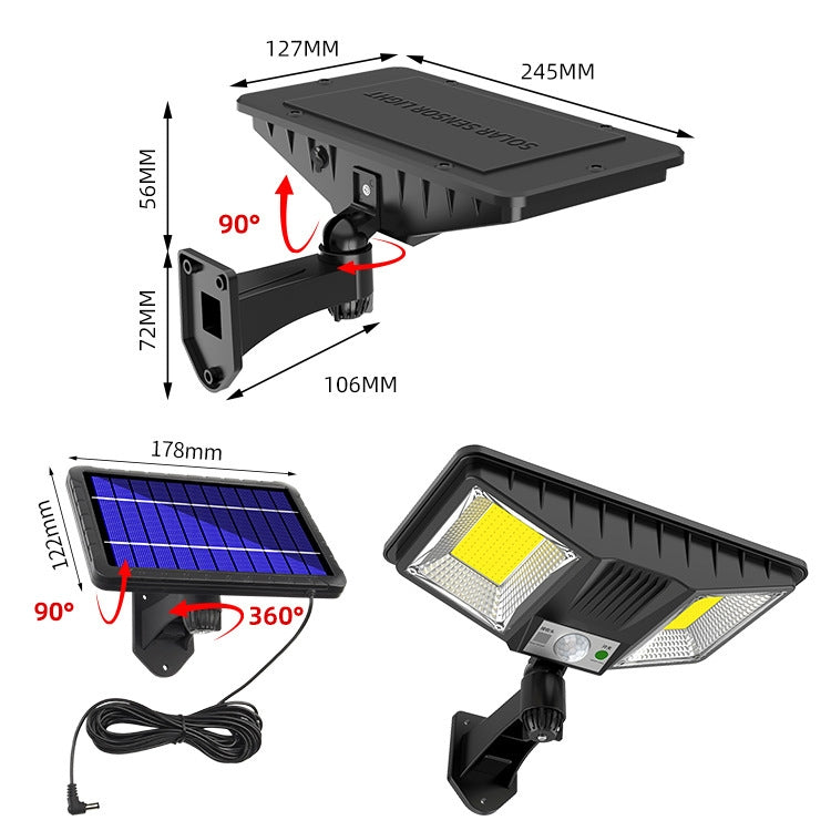 TG-TY081 LED Solar Wall Light Body Sensation Outdoor Waterproof Courtyard Lamp with Remote Control, Style: 160 COB Splitable