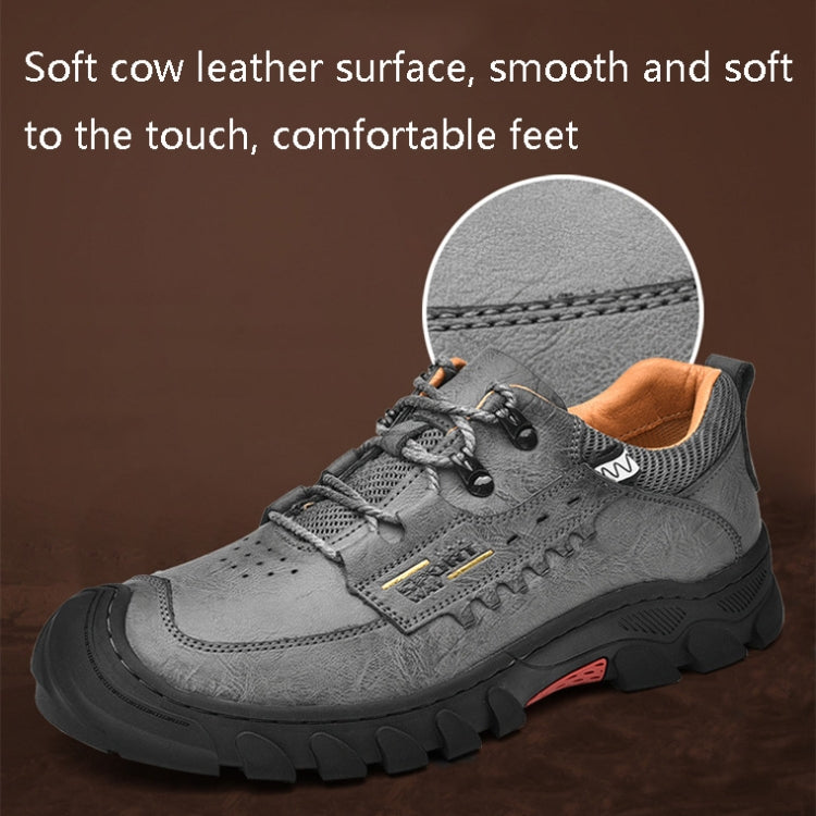 XZ2182 Autumn Men Outdoor Hiking Shoes Cowhide Laced Thick-Soled Men Shoes, Size: 38