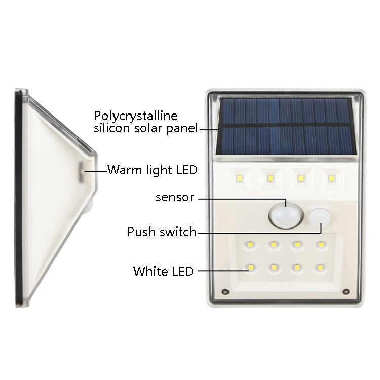 TG-TY057 Four Sides Floodlit Solar Garden Light Body Induction Wall Lamp Outdoor Lighting, Style: 4 LED + 50 COB + 2 LED