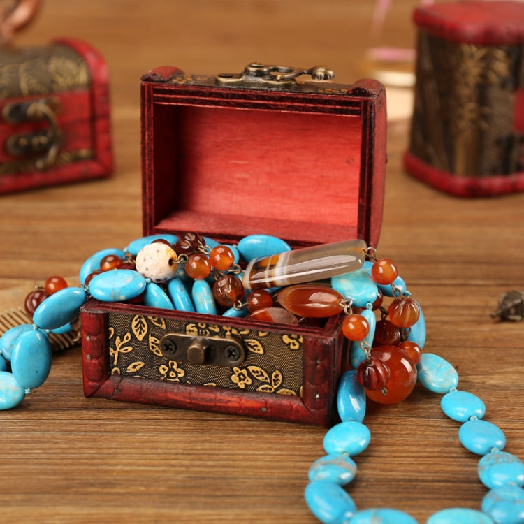 Vintage Wooden Jewelry Storage Box With Lock Desktop Dustproof Storage Box
