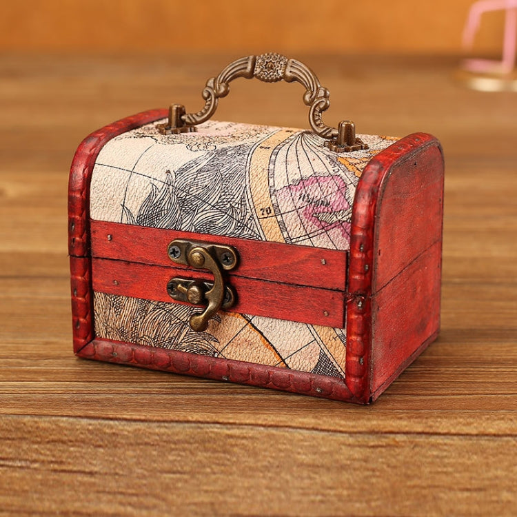 2 PCS Wooden Crystal Jewelry Storage Box Antique Distressed Wedding Candy Gift Box
