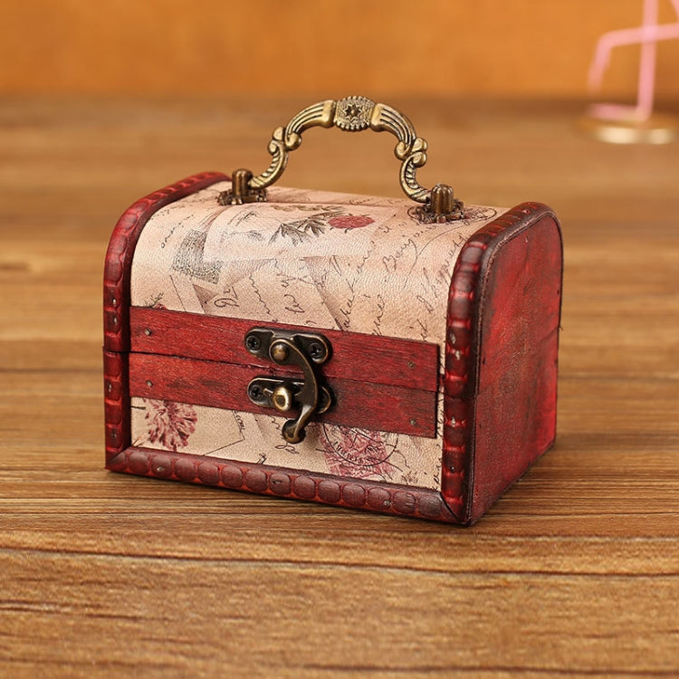 2 PCS Wooden Crystal Jewelry Storage Box Antique Distressed Wedding Candy Gift Box