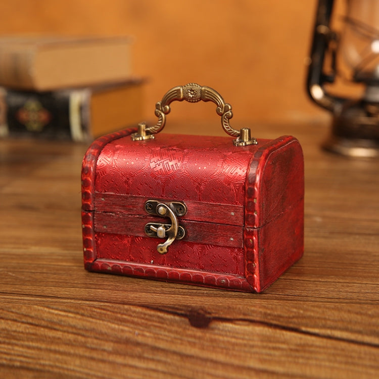 2 PCS Wooden Crystal Jewelry Storage Box Antique Distressed Wedding Candy Gift Box