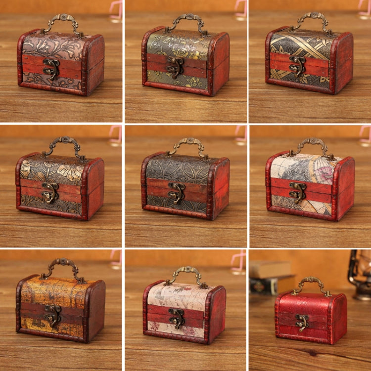 2 PCS Wooden Crystal Jewelry Storage Box Antique Distressed Wedding Candy Gift Box