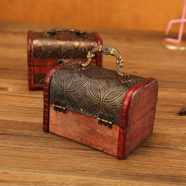 2 PCS Wooden Crystal Jewelry Storage Box Antique Distressed Wedding Candy Gift Box