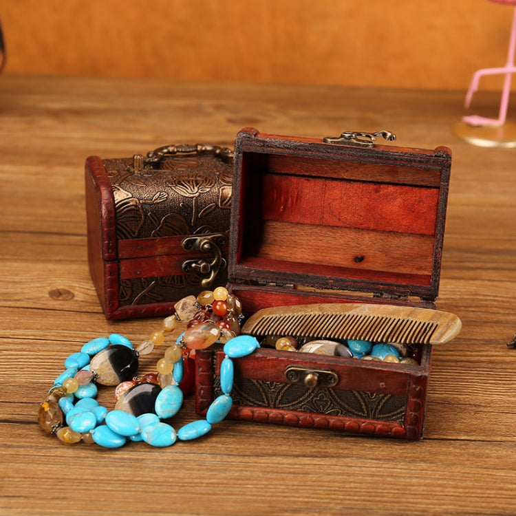 2 PCS Wooden Crystal Jewelry Storage Box Antique Distressed Wedding Candy Gift Box