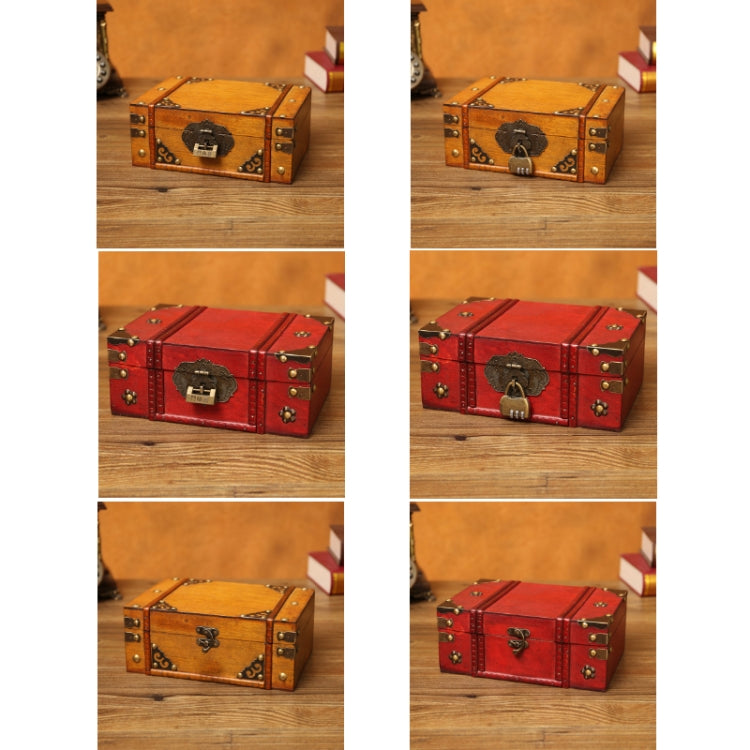 Antique Distressed Cosmetic Storage Box Dressing Table Props For Shooting Scenesï¼ŒSpecificationï¼š 6281-01GK02 Red + Lock