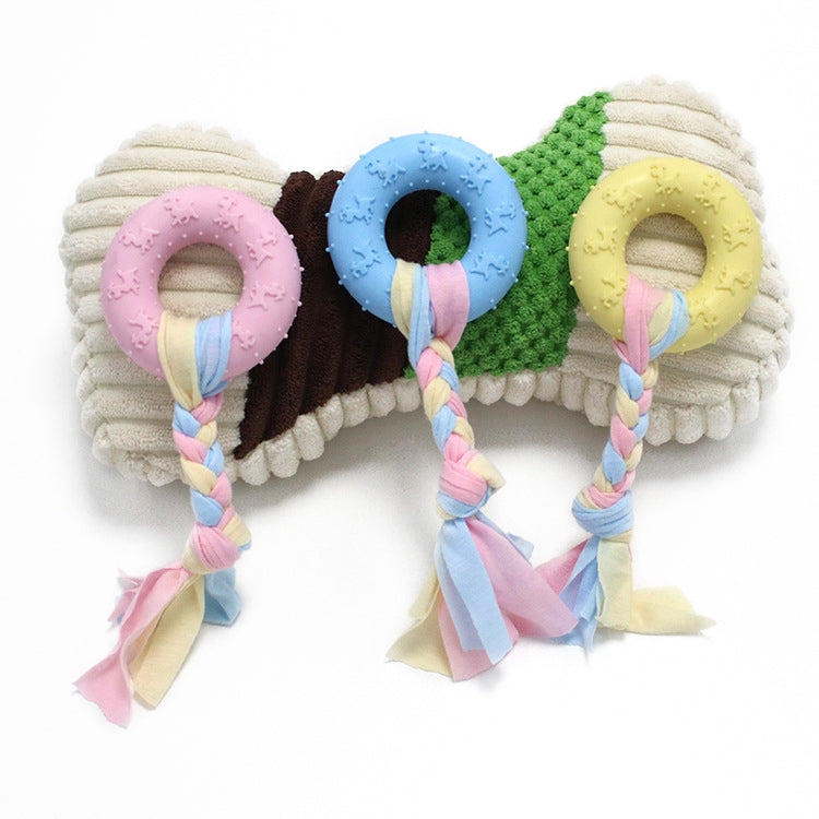 Pet Toys TPR Bite Resistance Dog Supplies Cotton Rope Cloth Toys, Specification: Circle(Random Color Delivery)