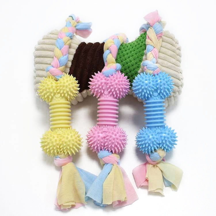 Pet Toys TPR Bite Resistance Dog Supplies Cotton Rope Cloth Toys, Specification: Middle Bones(Random Color Delivery)
