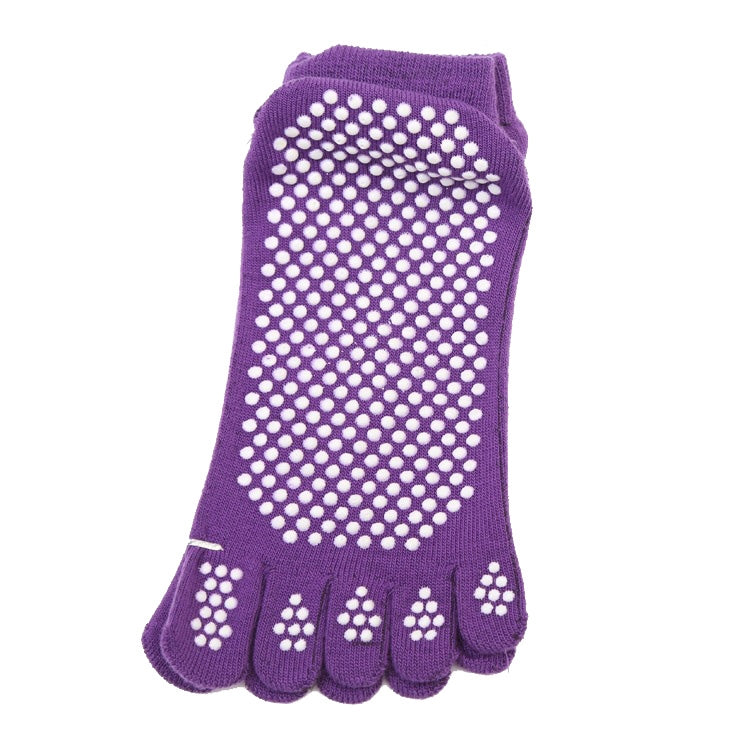 2 Pairs Four Seasons Cotton Five-Toed Yoga Socks Silicone Non-Slip Five-Toed Socks
