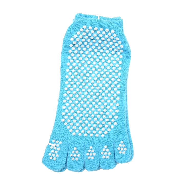 2 Pairs Four Seasons Cotton Five-Toed Yoga Socks Silicone Non-Slip Five-Toed Socks