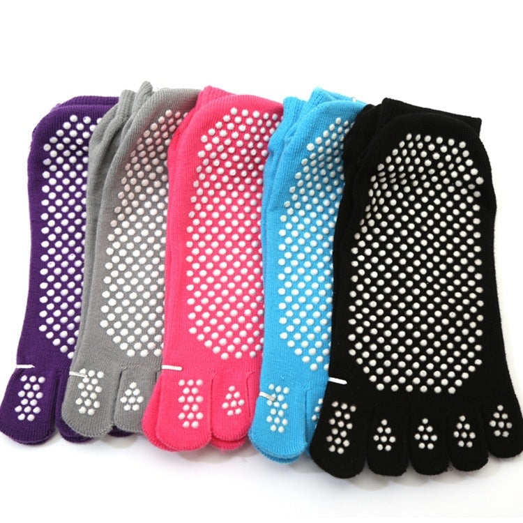 2 Pairs Four Seasons Cotton Five-Toed Yoga Socks Silicone Non-Slip Five-Toed Socks