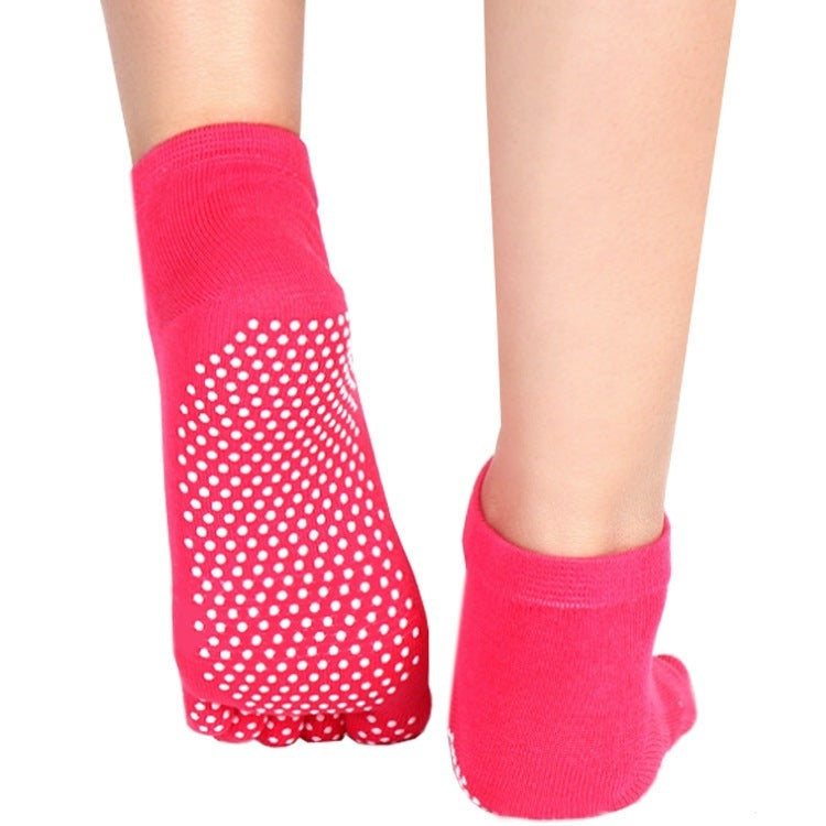 2 Pairs Four Seasons Cotton Five-Toed Yoga Socks Silicone Non-Slip Five-Toed Socks