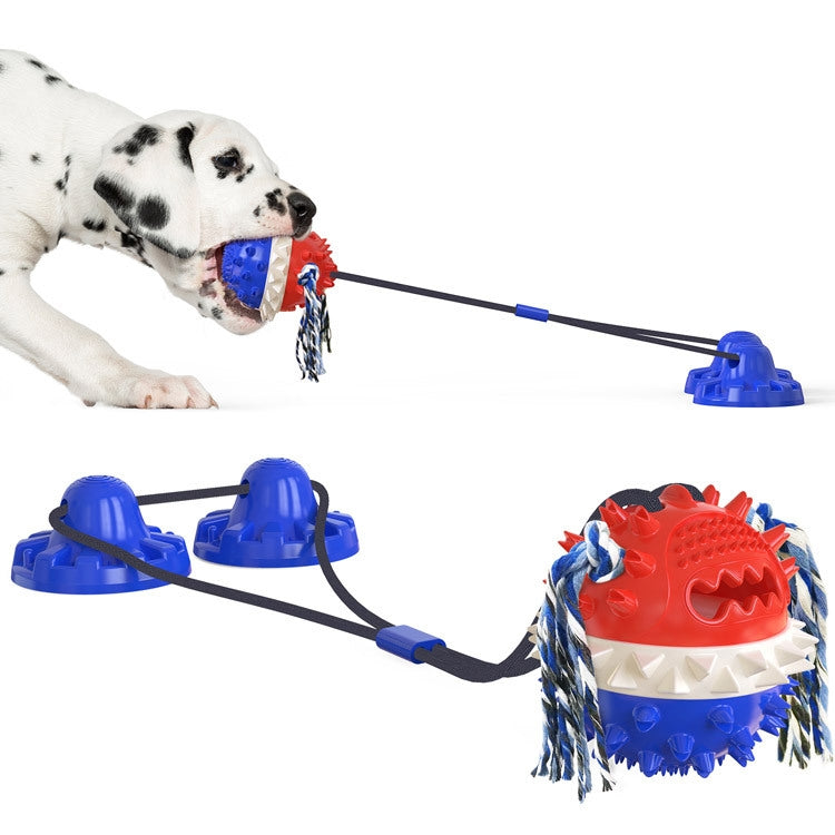 Pet Supplies Powerful Suckers Dog Toys Molar Teeth Biting Balls Dog Biting Cotton Rope Toys(Red Blue)