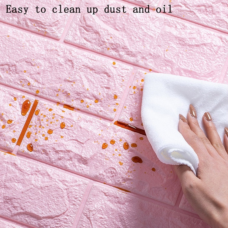 5 PCS 3D Stereo Self-Adhesive Foam Brick Wall Stickers Waterproof And Moisture-Proof Wipeable Stickers, Specification: Special Offer White 70x77cm