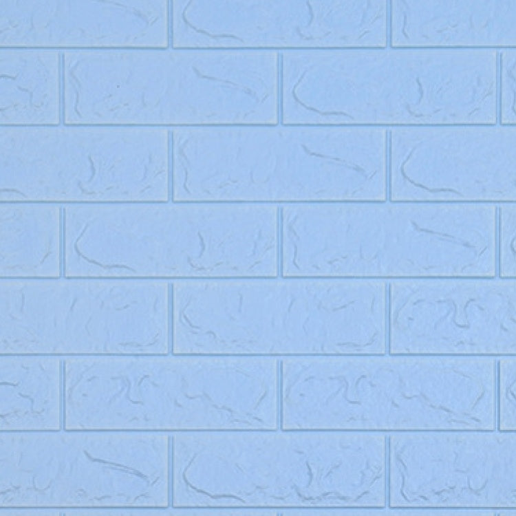 5 PCS 3D Stereo Self-Adhesive Foam Brick Wall Stickers Waterproof And Moisture-Proof Wipeable Stickers, Specification: Standard Light Blue 70x77cm