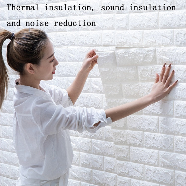 5 PCS 3D Stereo Self-Adhesive Foam Brick Wall Stickers Waterproof And Moisture-Proof Wipeable Stickers, Specification: Nano-thick Beige 70x77cm