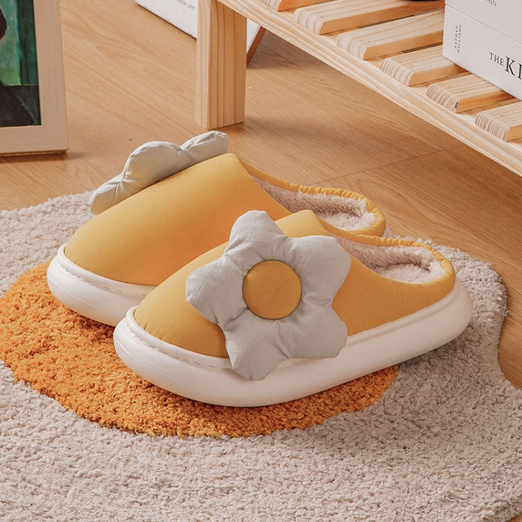 Thick-Soled EVA Autumn Winter Sunflower Couple Home Cotton Slippers, Size: 36/37