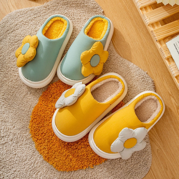 Thick-Soled EVA Autumn Winter Sunflower Couple Home Cotton Slippers, Size: 38/39