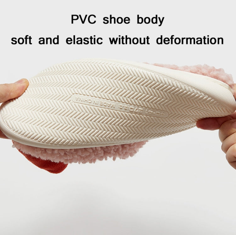 Autumn And Winter Bowknot Warm Couple Cotton Slippers, Size: 38/39(Beige)