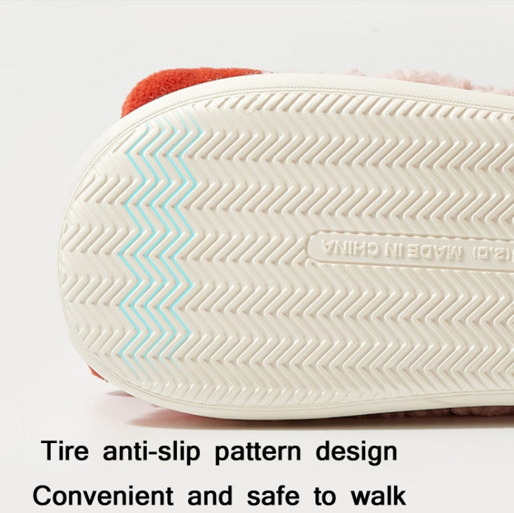 Autumn And Winter Bowknot Warm Couple Cotton Slippers, Size: 38/39(Beige)