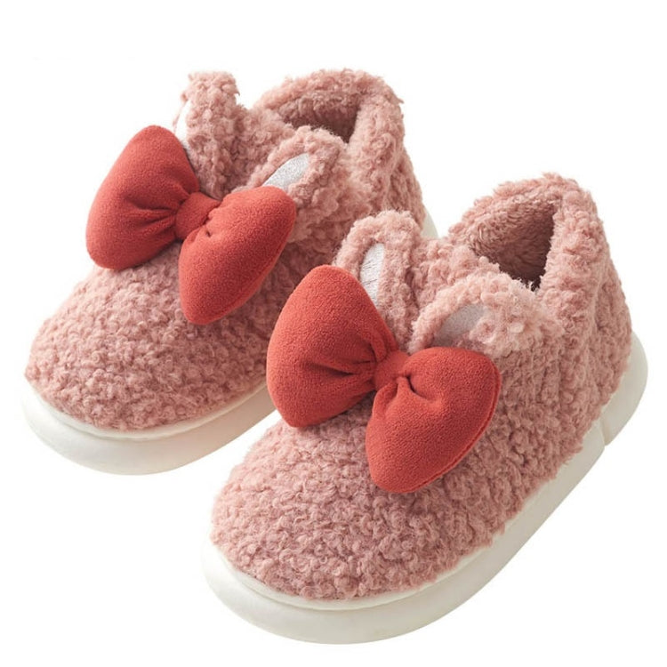 Winter Indoor Thick-Soled Rabbit Ear Bowknot Warm Cotton Slippers, Size: 40-41(Pink)