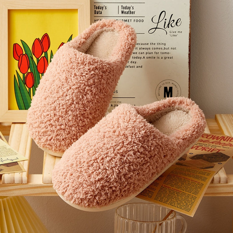 Autumn And Winter Indoor Pure Color Couple Cotton Slippers, Size: 38/39(Pink)