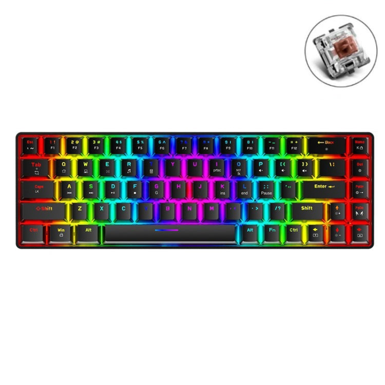 T8 68 Keys Mechanical Gaming Keyboard RGB Backlit Wired Keyboard, Cable Length:1.6m