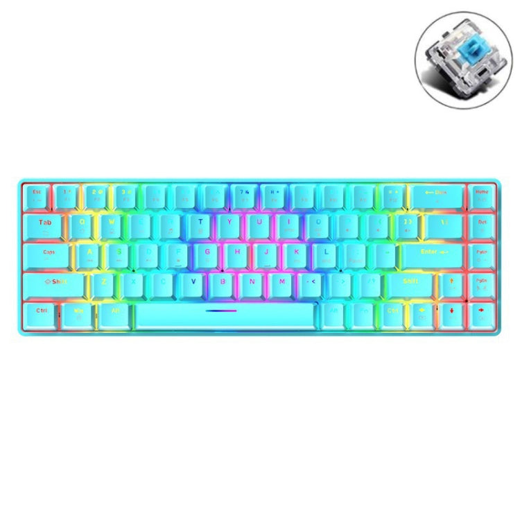 T8 68 Keys Mechanical Gaming Keyboard RGB Backlit Wired Keyboard, Cable Length:1.6m